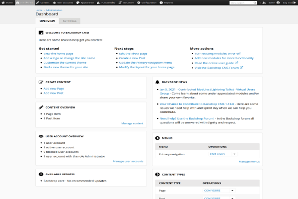 Backdrop CMS screenshot