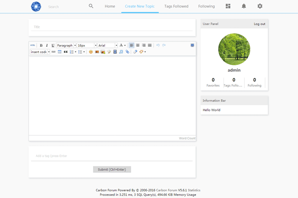 Carbon Forum screenshot