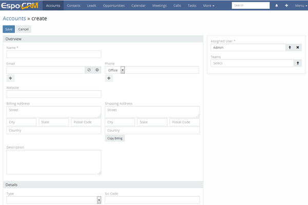 EspoCRM screenshot