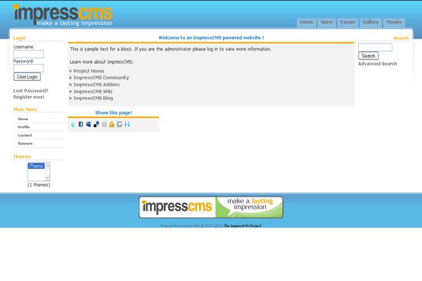 ImpressCMS screenshot