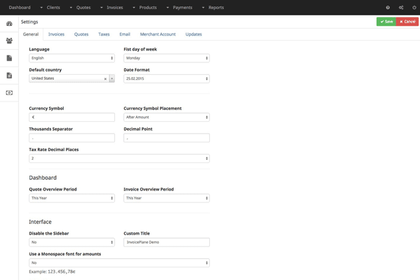 InvoicePlane screenshot