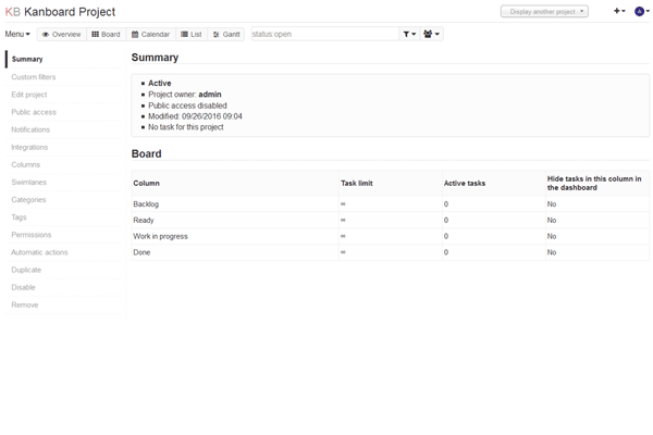 Kanboard screenshot
