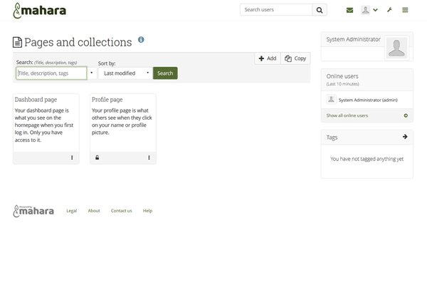 Mahara screenshot
