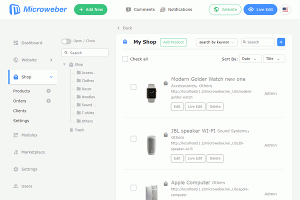 Microweber screenshot