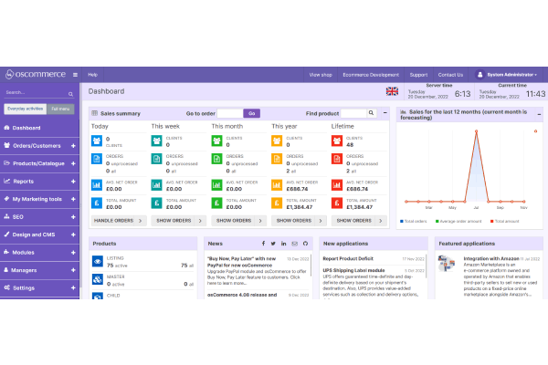 osCommerce screenshot
