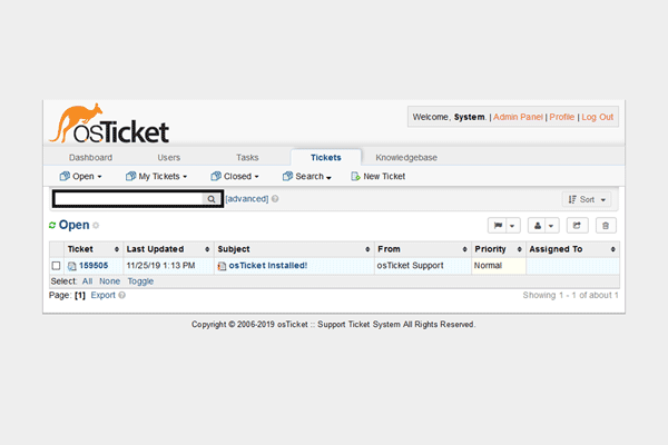 osTicket screenshot