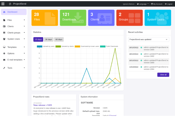ProjectSend screenshot