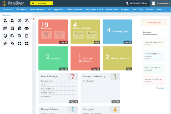 Sentrifugo screenshot