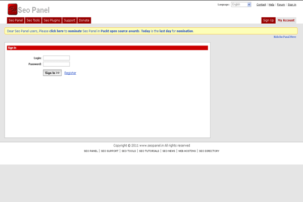 Seo Panel screenshot
