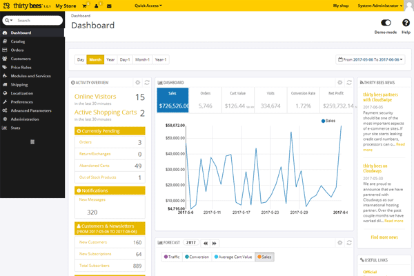 Thirty Bees screenshot