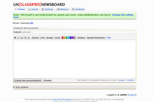 Unclassified NewsBoard screenshot