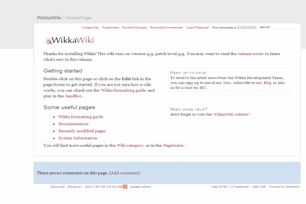 WikkaWiki screenshot