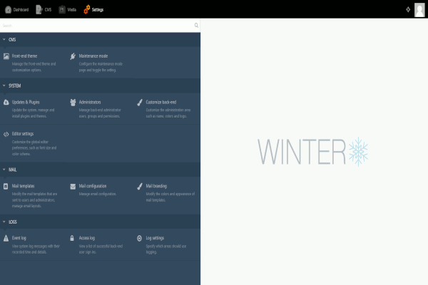 WinterCMS screenshot